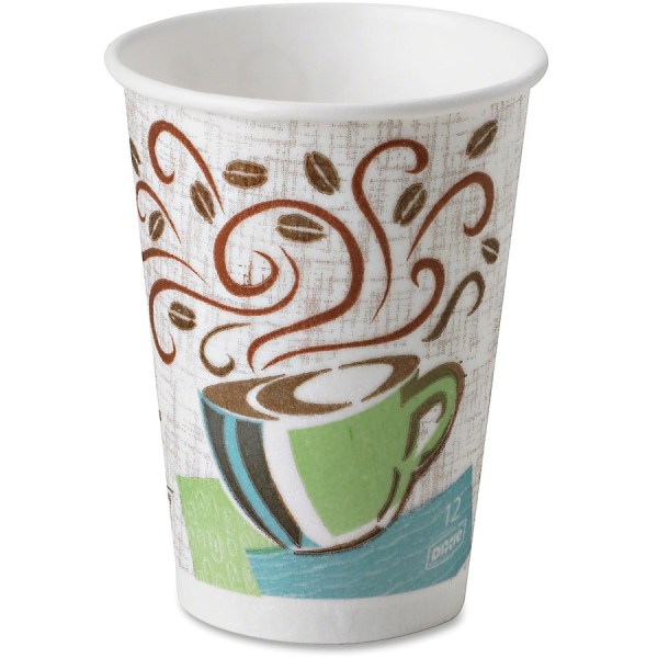 Sleeve of 50 Dixie PerfecTouch 12 oz Insulated Paper Hot Coffee Cups by GP Pro