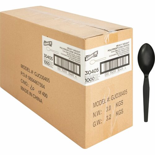 Box of 1000 Genuine Joe Heavyweight Black Spoons