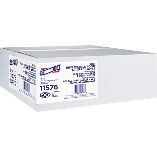 Box of 500 Genuine Joe Quart Size Food Storage Bags
