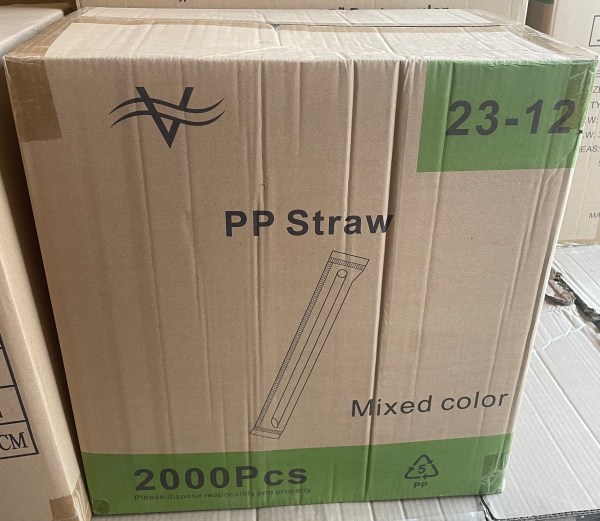 Case of 2000 7 1/2" Mixed Colors Wrapped Boba Straws