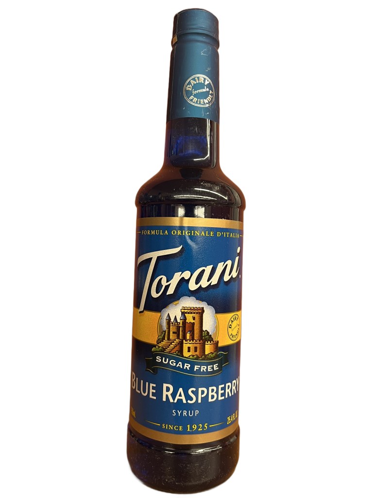 Torani Sugar-Free Blue Raspberry Flavoring Syrup 750 mL Plastic Bottle