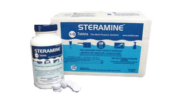 Bottle of 150 Steramine™ Concentrated Sanitizing Tablets