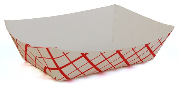 Pack of 250 #200 2 lb. Red Check Paper Food Trays