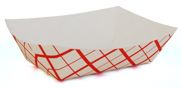 Pack of 250 #300 3 lb. Red Check Paper Food Trays