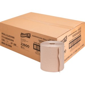 Case of 6 Genuine Joe Embossed 7.9"x800' Hardwound Roll Towels