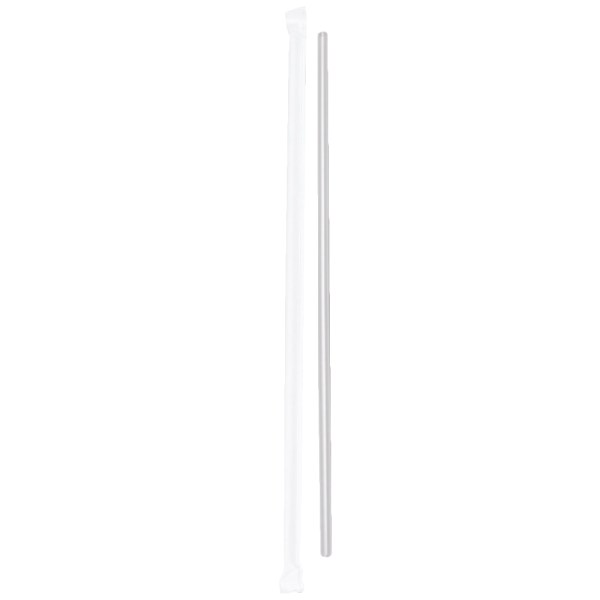 Box of 500 Prime Source® Paper Wrapped Giant Straws, Boxed, Clear, 10.25"