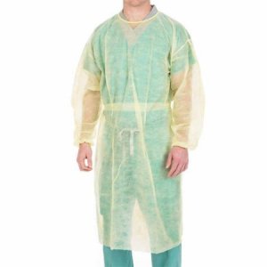 Pack of 10 Protective Procedure Gowns Cardinal Health™ One Size Fits Most Yellow Non-Sterile Not Rated Disposable