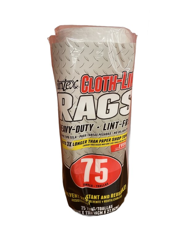 Roll of 75 Intex NW-00454-75 Cloth-Like Rags, White, 10 x 11-in