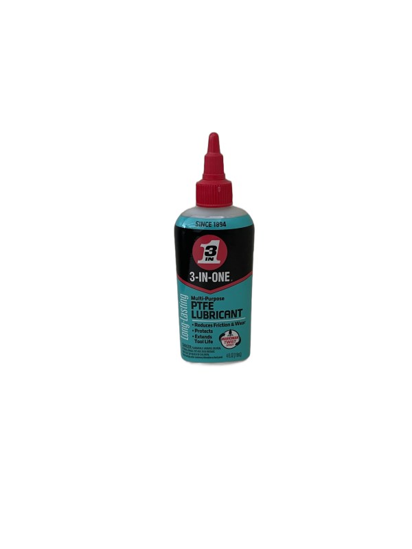 3-IN-ONE® 120039 100% Multi-Purpose PTFE Lubricant Drip Oil, 4 oz Bottle, Liquid Form, Light Amber