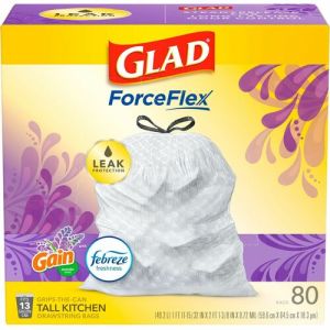 Glad Tall Drawstring Trash Bags 13 Gallon 0.72mil 80 Count OdorShield