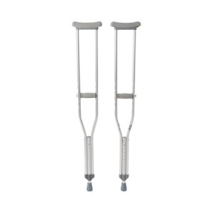 Pair of Underarm Crutches McKesson Adult 5 Foot 2 Inch to 5 Foot 10 Inch User Height Aluminum Frame 350 lbs. Weight Capacity