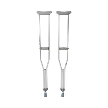 Pair of Underarm Crutches McKesson Adult 5 Foot 2 Inch to 5 Foot 10 Inch User Height Aluminum Frame 350 lbs. Weight Capacity