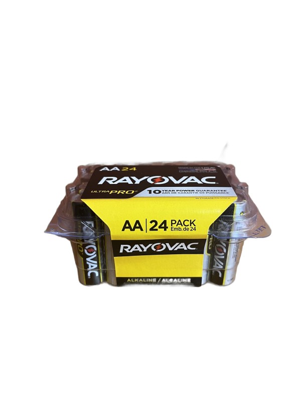 Pack of 24 Rayovac Alkaline AA Industrial Batteries Reclosable Container
