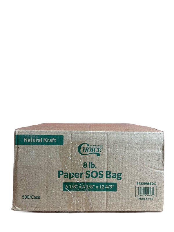 Bundle of 500 Choice 8 lb. Natural Kraft Paper Bags