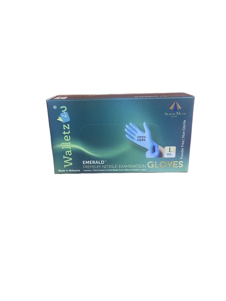 Box of 100 Powder-Free Disposable Blue Nitrile 3.5 Mil Thick Large Gloves