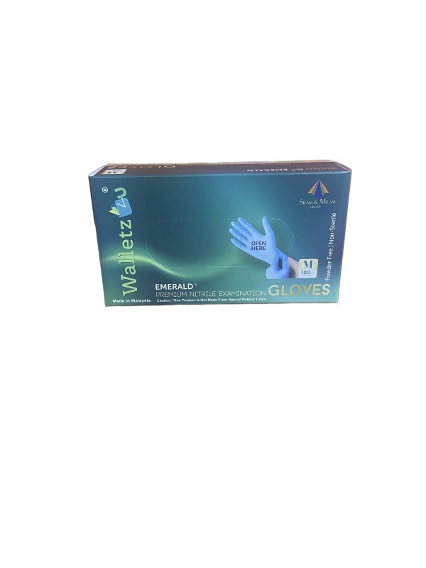 Box of 100 Powder-Free Disposable Blue Nitrile 3.5 Mil Thick Medium Gloves