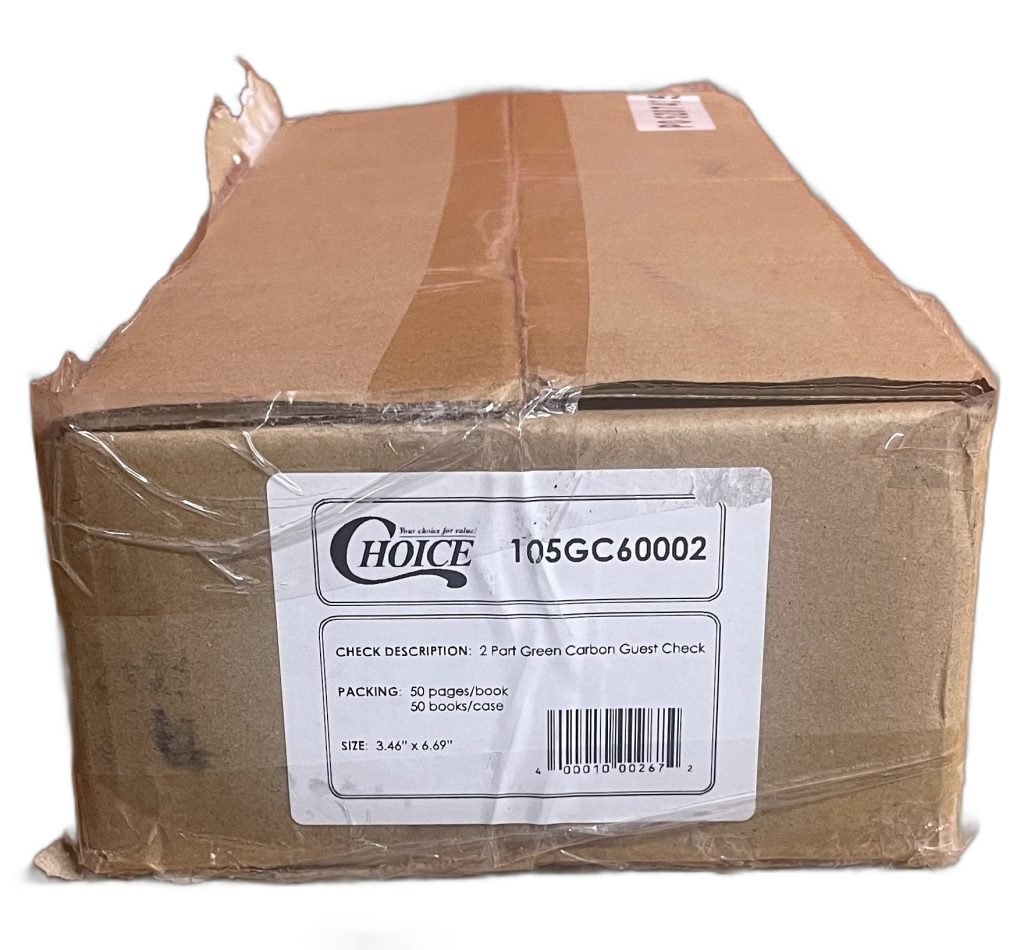 Case of 50 Choice 2 Part Green and White Carbon Guest Check Books