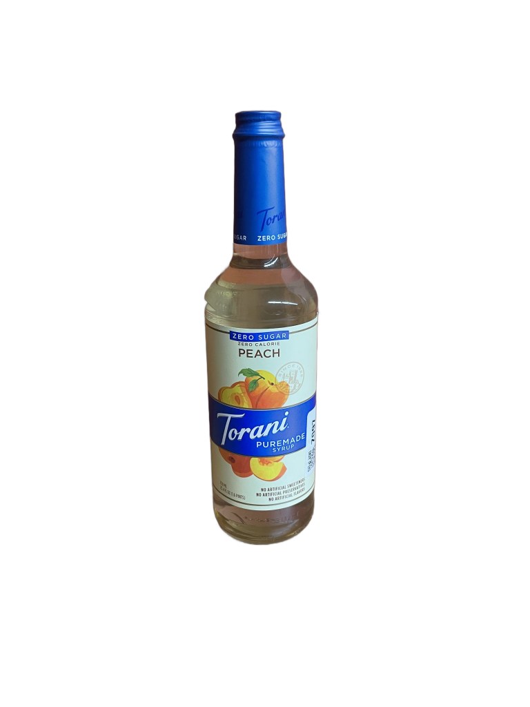 Torani Puremade Zero Sugar Peach Flavoring Syrup 750 mL Glass Bottle