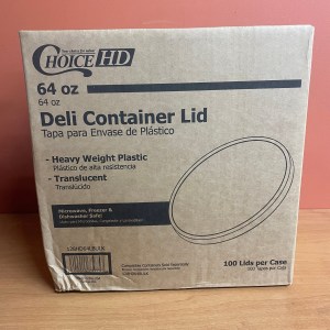 Case of 100 Choice Heavy Duty 64 oz. Microwavable Translucent Heavy Plastic Deli Lids