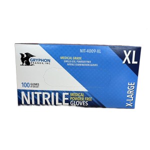 Box of 100 Gryphon 4.5 Mil Blue Nitrile Exam Powder Free XL Gloves