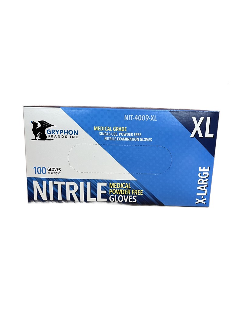 Box of 100 Gryphon 4.5 Mil Blue Nitrile Exam Powder Free XL Gloves