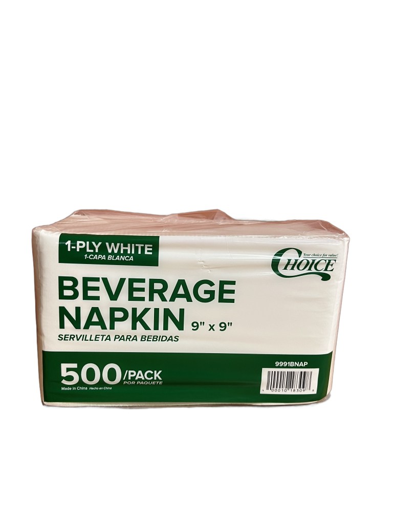 Pack of 500 Choice 1-Ply White Beverage / Cocktail Napkins