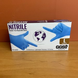 Box of 100 Global Glove 705PFE Powder-Free Disposable 4 Mil Nitrile Industrial-Grade Large Gloves, Blue
