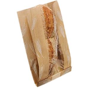 Case of 500 Bagcraft Dubl Wax® 8" x 3 1/2" x 12 3/4" Natural Artisan Print Bread Bags with Window