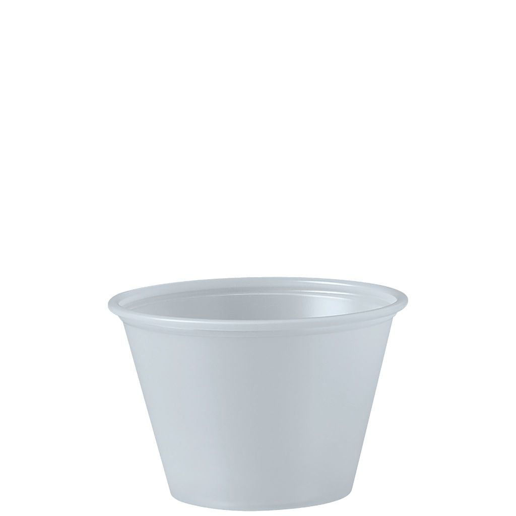 Sleeve of 250 Solo P250N 2.5 oz. Translucent Polystyrene Souffle / Portion Cups