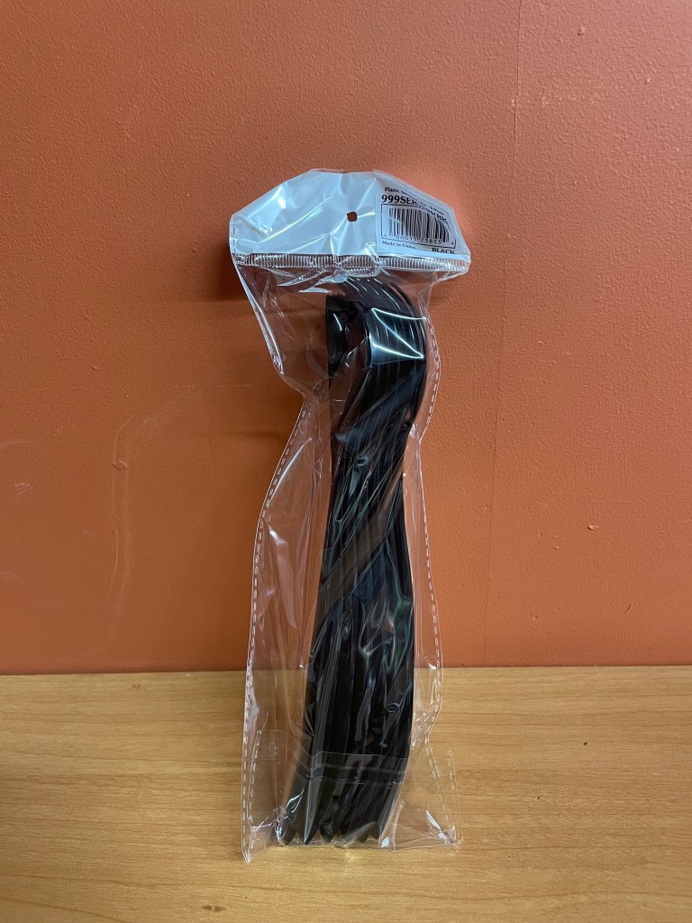 Pack of 6 Visions 10" Black Disposable Plastic Serving Forks