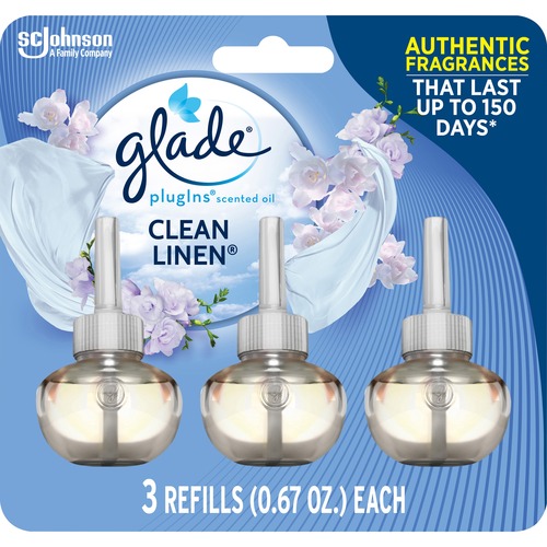 Glade Plug-Ins Scented Oil Refill 0.67 oz., Clean Linen, 3 Pack