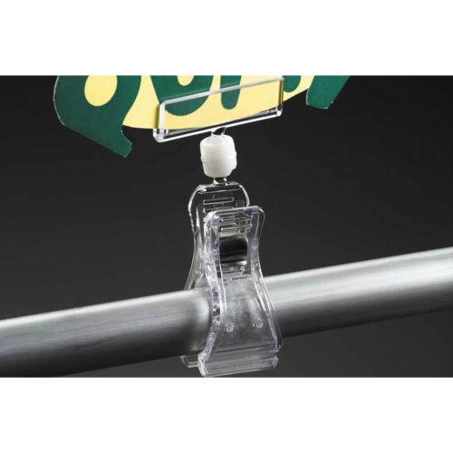 Bag of 50 4" L Clear Plastic Clip-on Sign Holders