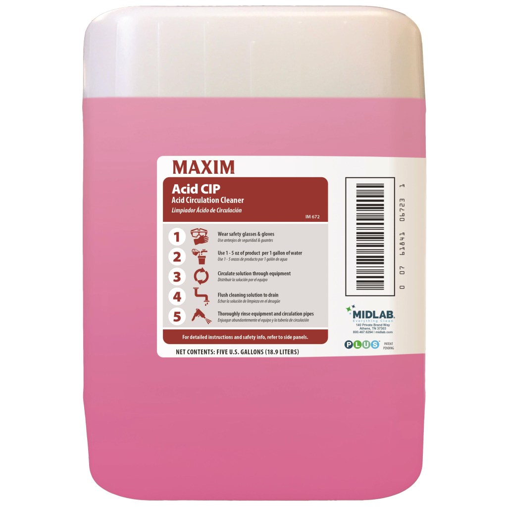 Maxim CIP Acid Circulation Cleaner 5 Gallon, Acidic Scent, IM672