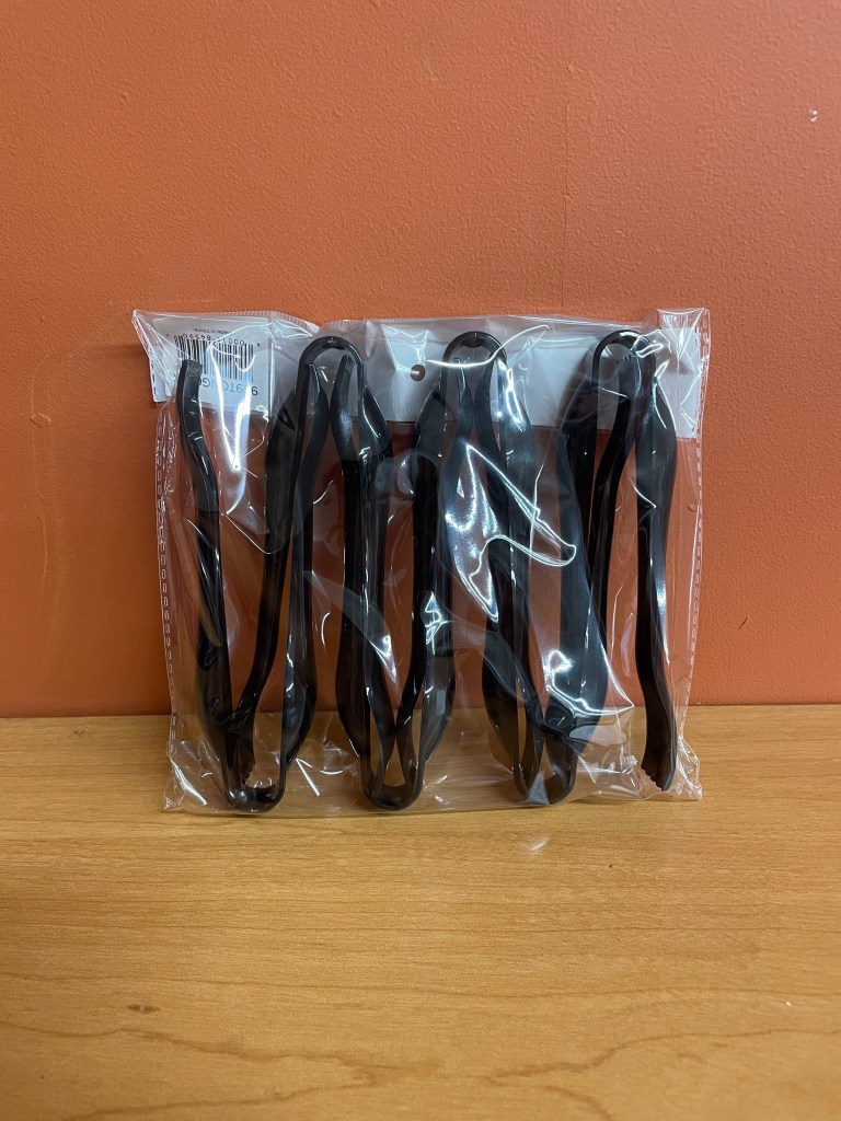 Pack of 6 Visions 6" Black Disposable Plastic Tongs