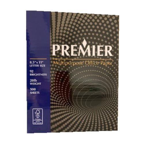 Ream of 500 Sheets 20# Paper Premier Copy, White, 8.5" x 11"