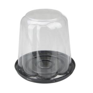 Case of 160 Pactiv APET 6.25" Cake Base With 6.75" Rose Dome lid Combo Sets, Black; Clear