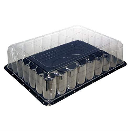 Case of 30 Pactiv® APET Half Sheet Cake Combo With 5" Rose Dome Lid, Black/Clear