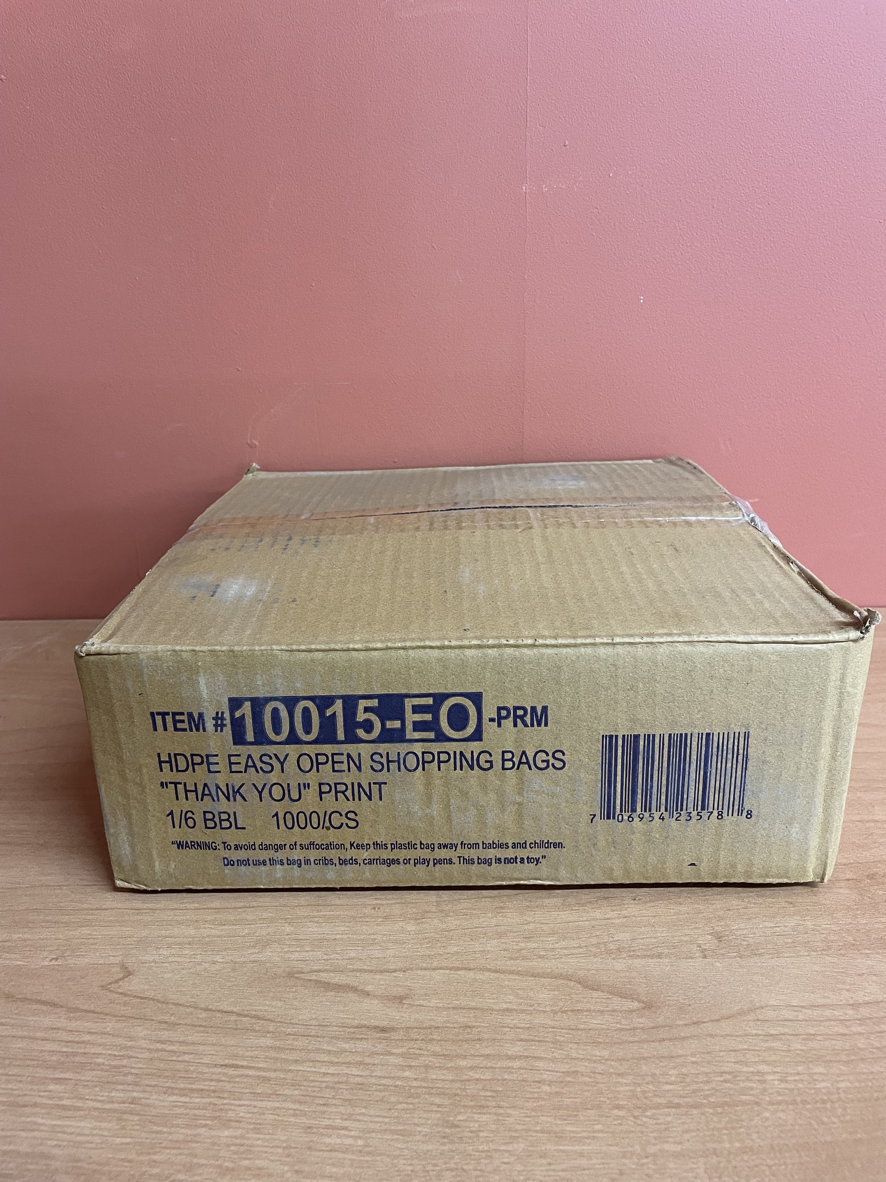 Case of 1000 Source Direct - Easy Open - White 'Thank You' HDPE T-Shirt Bags - 1/6 BBL 11.5"X6"X21" - 13 Microns - White