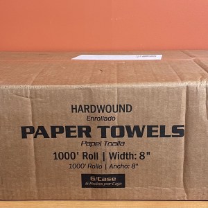 Case of 6 Lavex 8"x1000' White Hardwound Paper Towel Rolls