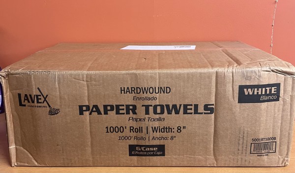 Case of 6 Lavex 8"x1000' White Hardwound Paper Towel Rolls