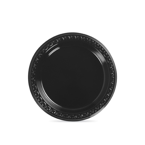 Pack of 125 Choice 6" Black Plastic Plates