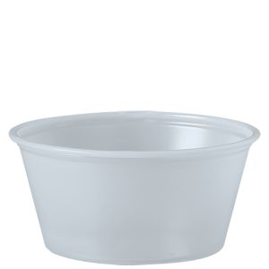 Sleeve of 250 Solo P325N 3.25 oz. Translucent Polystyrene Souffle Cup / Portion Cups