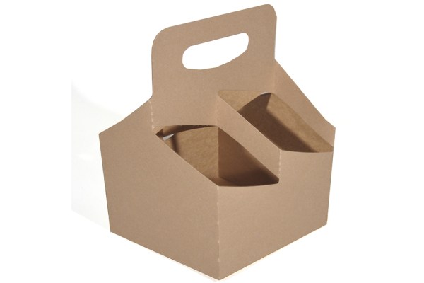 Case of 250 Southern Champion Paperboard Drink Carrier w/ Handle Kraft 4 Cups Up to 24 oz.