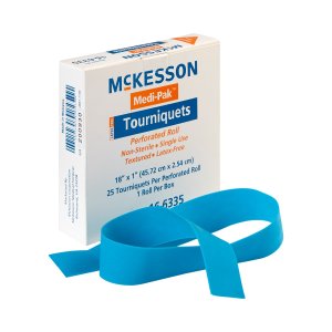 Box of 25 McKesson Tourniquet Straps 18 Inch Length Rolled and Banded