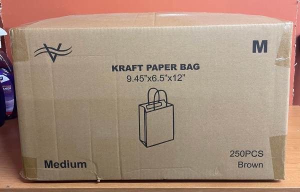 Case of 250 9.45 x 6.5 x 12" Natural Kraft Paper Shopping Bags with Handles
