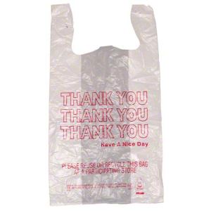 Case of 1000 IBS T-Sacks 1/6 BL White 12 mic Thank You Print 11x6.5x20.5