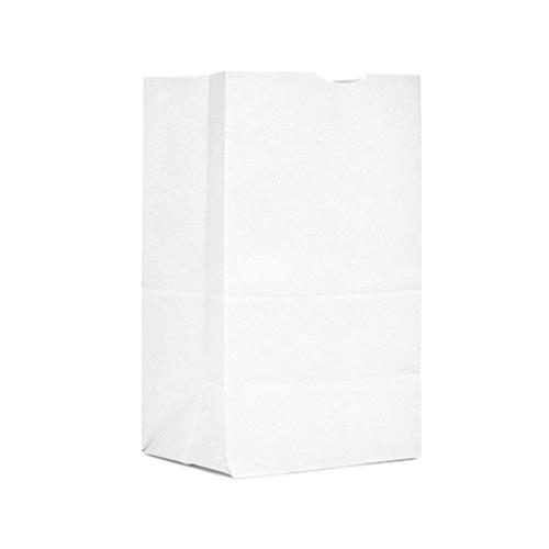 Bundle of 500 #4 30 lb 9.75 x 5" x 3.25" White Paper Kraft Grocery Bags