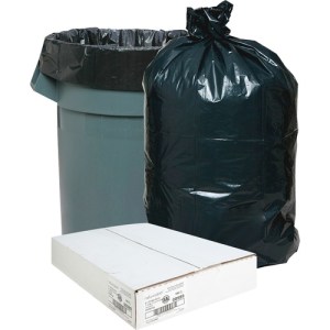 Case of 100 Nature Saver Black Low-Density Recycled 33 Gal 1.25mil Can Liners