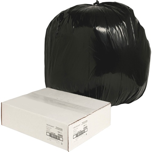 Case of 100 Nature Saver Black Low-Density Recycled 1.25mil 45 Gal Can Liners