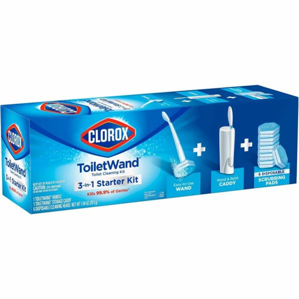 Clorox ToiletWand Cleaning Starter Kit Toilet Wand Caddy & 6 Refills